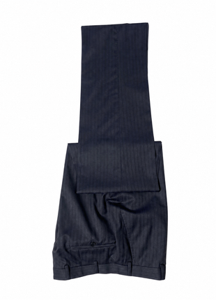 Isaia Mens Dark Blue Shadow Stripe Notch Lapel Classic Fit 2-button Wool Suit - 38R