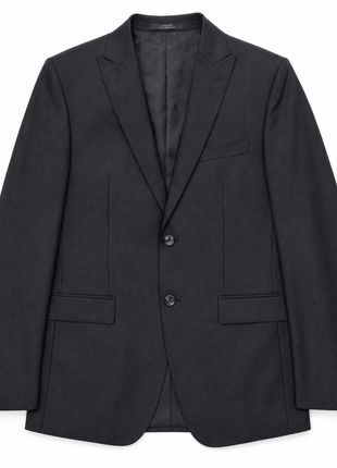 Versace Collection Mens Solid Black Peak Lapel Classic Fit 2-Button Wool Suit - 40R