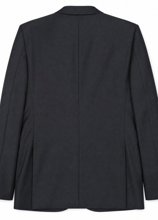 Versace Collection Mens Solid Black Peak Lapel Classic Fit 2-Button Wool Suit - 40R