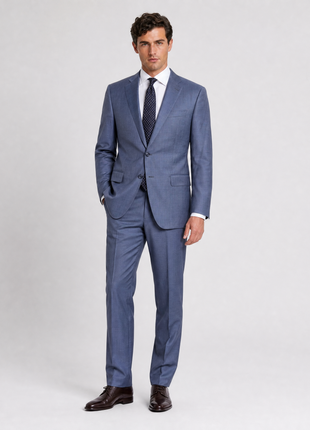 Ralph Lauren Mens Light Blue Textured Notch Lapel Slim Fit 2-button Angelico Wool Suit - 42L