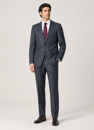 Pal Zileri Mens Gray Micro Check Notch Lapel Classic Fit 2-button Wool Suit - 44R