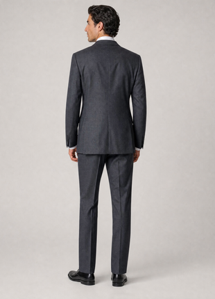 Pal Zileri Mens Gray Micro Check Notch Lapel Classic Fit 2-button Wool Suit - 44R