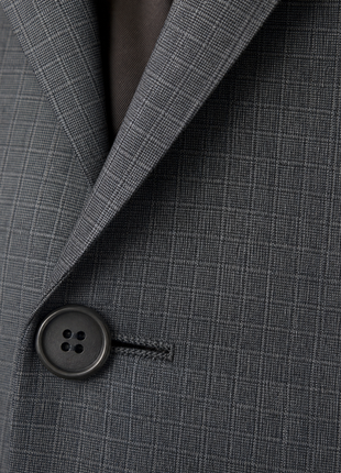 Pal Zileri Mens Gray Micro Check Notch Lapel Classic Fit 2-button Wool Suit - 44R