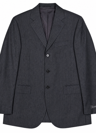 Ermenegildo Zegna Mens Gray Pinstripe Notch Lapel Classic Fit 3-Roll-2.5 Wool Suit - 38R