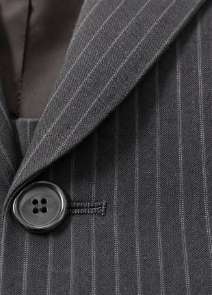 Ermenegildo Zegna Mens Gray Pinstripe Notch Lapel Classic Fit 3-Roll-2.5 Wool Suit - 38R