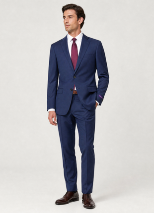 Napoli Mens 42L Blue 100% Wool Classic Fit 2 Piece Suit