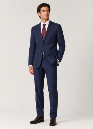 Pal Zileri Mens Navy Pinstripe Notch Lapel Classic Fit 2-button Wool Suit - 38S