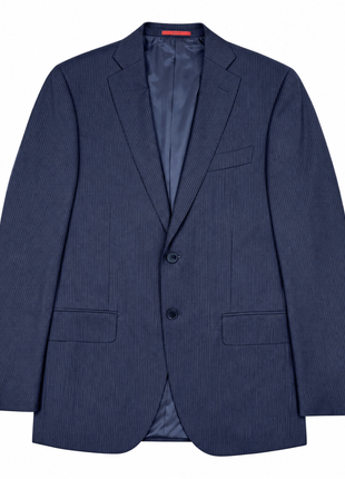 Isaia Mens Dark Blue Micro Shadow Stripe Notch Lapel Classic Fit 2-Button Wool Suit - 42R
