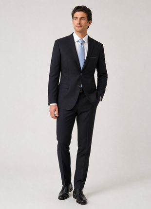 Versace 1969 Abbigliamento Sportivo SRL Mens Solid Black Notch Lapel Classic Fit 2-button Stretch Suit - 40R
