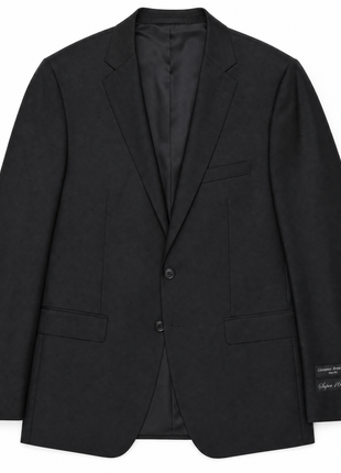 Giovanni Bresciani Mens Solid Black Notch Lapel Slim Fit 2-Button Wool Suit - 48R