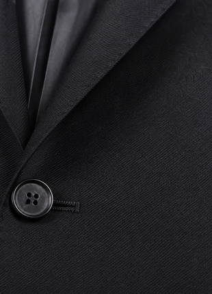 Giovanni Bresciani Mens Solid Black Notch Lapel Slim Fit 2-Button Wool Suit - 48R