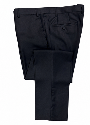 Giovanni Bresciani Mens Solid Black Notch Lapel Slim Fit 2-Button Wool Suit - 48R
