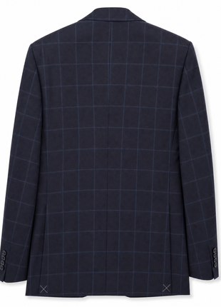 Italiano Mens Blue Check 100% Zegna Wool Slim Fit 2 Piece Suit