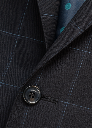 Italiano Mens Blue Check 100% Zegna Wool Slim Fit 2 Piece Suit