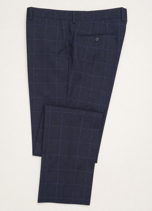 Italiano Mens Blue Check 100% Zegna Wool Slim Fit 2 Piece Suit