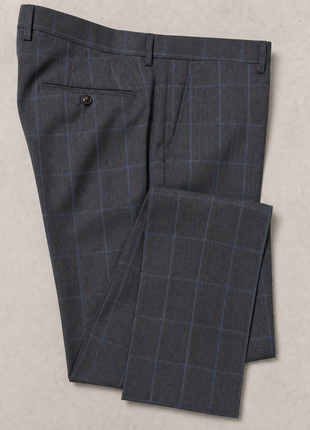 Italiano Mens Gray Check 100% Zegna Wool Slim Fit 2 Piece Suit