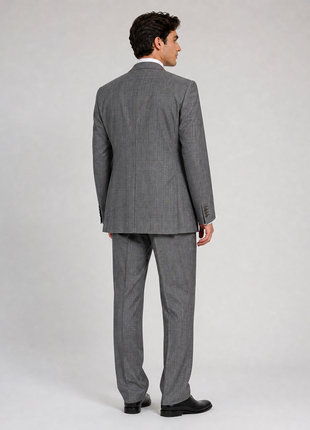 Sartoria Partenopea Mens Gray Glen Plaid Windowpane Wide Notch Lapel Classic Fit 3-Button Wool Suit - 40R