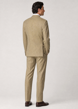 Sartoria Partenopea Mens Tan Pinstripe Half-Canvassed Notch Lapel Classic Fit 3-button Wool Suit - 44L