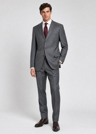 Sartoria Partenopea Mens Gray Pinstripe Notch Lapel Classic Fit 3-button Wool Suit - 42R