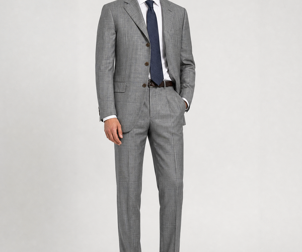 Sartoria Partenopea Mens Gray Windowpane Notch Lapel Classic Fit 3