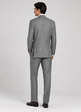 Sartoria Partenopea Mens Gray Windowpane Notch Lapel Classic Fit 3-Button Wool Mohair Silk Suit - 42L
