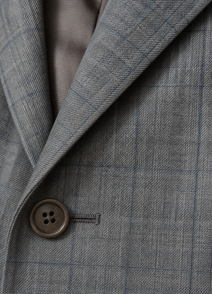 Sartoria Partenopea Mens Gray Windowpane Notch Lapel Classic Fit 3-Button Wool Mohair Silk Suit - 40R