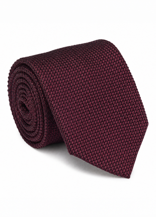 Letteriello Dark Red Woven Grenadine Silk Neck Tie