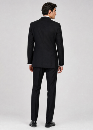 Burberry London Mens Solid Black Notch Lapel Slim Fit 2-Button Wool Suit - 42R