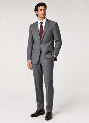 Sartoria Tosi Mens Gray Nailhead Weave Notch Lapel Classic Fit 2-Button Wool Suit - 48L