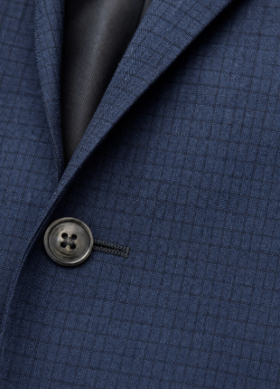 Burberry London Mens Navy Blue Micro Check Notch Lapel Slim Fit 2-Button Wool Suit - 44R
