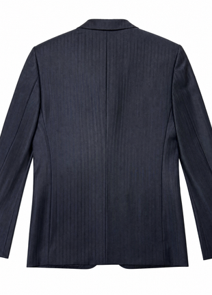 Roberto Cavalli Mens Dark Blue Tonal Stripe Notch Lapel Slim Fit 2-button Wool Suit - 40S