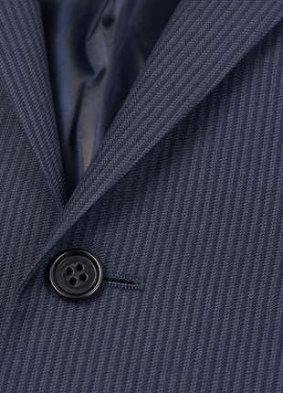 Roberto Cavalli Mens Blue Tonal Pinstripe Notch Lapel Classic Fit 2-button Wool Suit - 46R