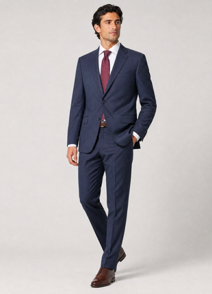 Roberto Cavalli Mens Blue Tonal Pinstripe Notch Lapel Classic Fit 2-button Wool Suit - 46R