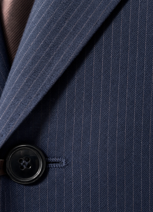 Roberto Cavalli Mens Blue Tonal Pinstripe Notch Lapel Classic Fit 2-button Wool Suit - 40S
