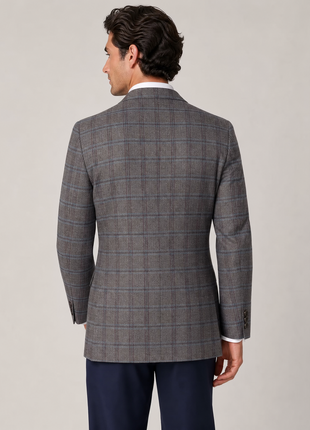 Luigi Baldo Brown with Plum Teal Windowpane Cashmere 2-Button Sport Coat 38R