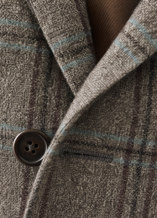 Luigi Baldo Brown with Plum Teal Windowpane Cashmere 2-Button Sport Coat 38R