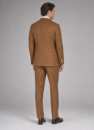 Mazara Mens Bronze Brown Classic Fit Notch Lapels Patch Pockets Wool Stretch 2-Button Suit