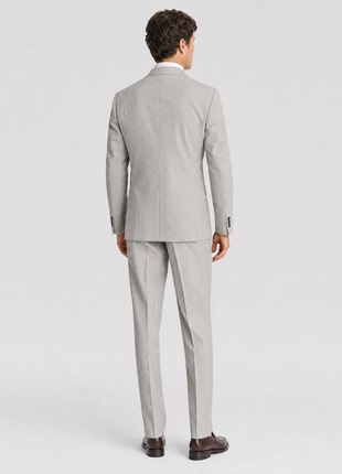 Blujacket Mens Grey Subalpino Cotton Regular Fit Seersucker Suit