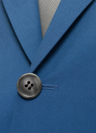 Mazara Mens Steel Blue Classic Fit Notch Lapels Patch Pockets Wool Stretch 2-Button Suit