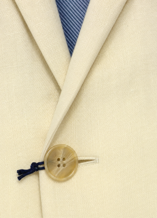 Blujacket Mens Solid Cream 100% Linen 1/4 Lined Trim Fit 2 Piece Suit