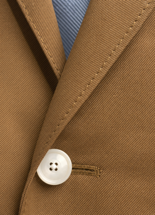 Mazara Mens Bronze Brown Slim Fit Notch Lapels Patch Pockets Wool Stretch 2-Button Suit
