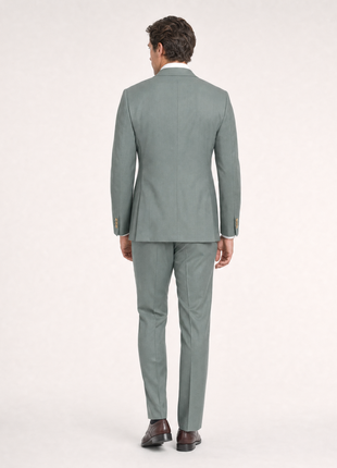 Sartoria Mazara Sage Green Slim Fit Notch Lapel Patch Pockets Wool Stretch 2-Button Suit
