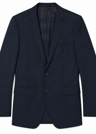 Burberry London Mens Solid Dark Blue Narrow Notch Lapel Slim Fit 2-Button Wool Suit - 44L