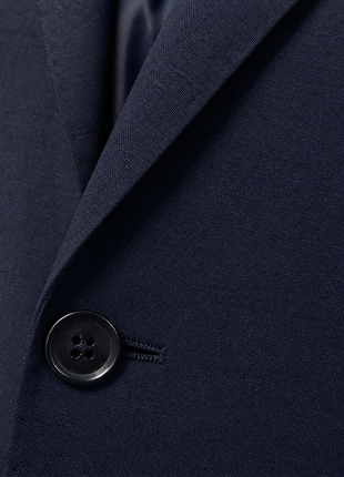 Burberry London Mens Solid Dark Blue Narrow Notch Lapel Slim Fit 2-Button Wool Suit - 44L