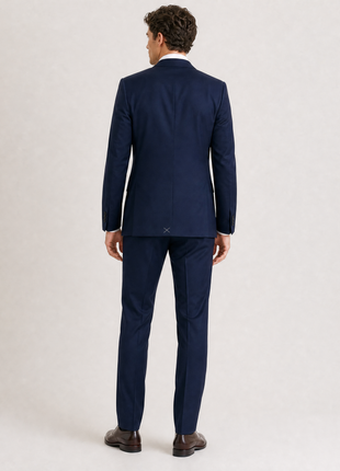 Burberry London Mens Solid Dark Blue Narrow Notch Lapel Slim Fit 2-Button Wool Suit - 44L