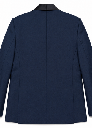 Profile Black Solid Navy Satin Shawl Lapel Slim Fit 2-Button Tuxedo - 42S