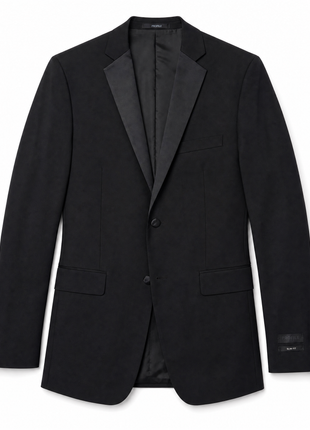 Profile Black Solid Black Satin Notch Lapel Slim Fit 2-Button Tuxedo - 40R