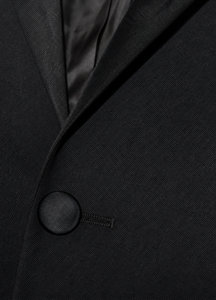 Profile Black Solid Black Satin Notch Lapel Slim Fit 2-Button Tuxedo - 44S