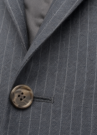 Polo Ralph Lauren Mens Gray Pinstriped Notch Lapel Slim Fit 2-Button Wool Suit - 38R
