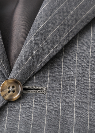 Polo Ralph Lauren Mens Gray Pinstriped Notch Lapel Custom Fit 3-Piece Wool Suit - 38R